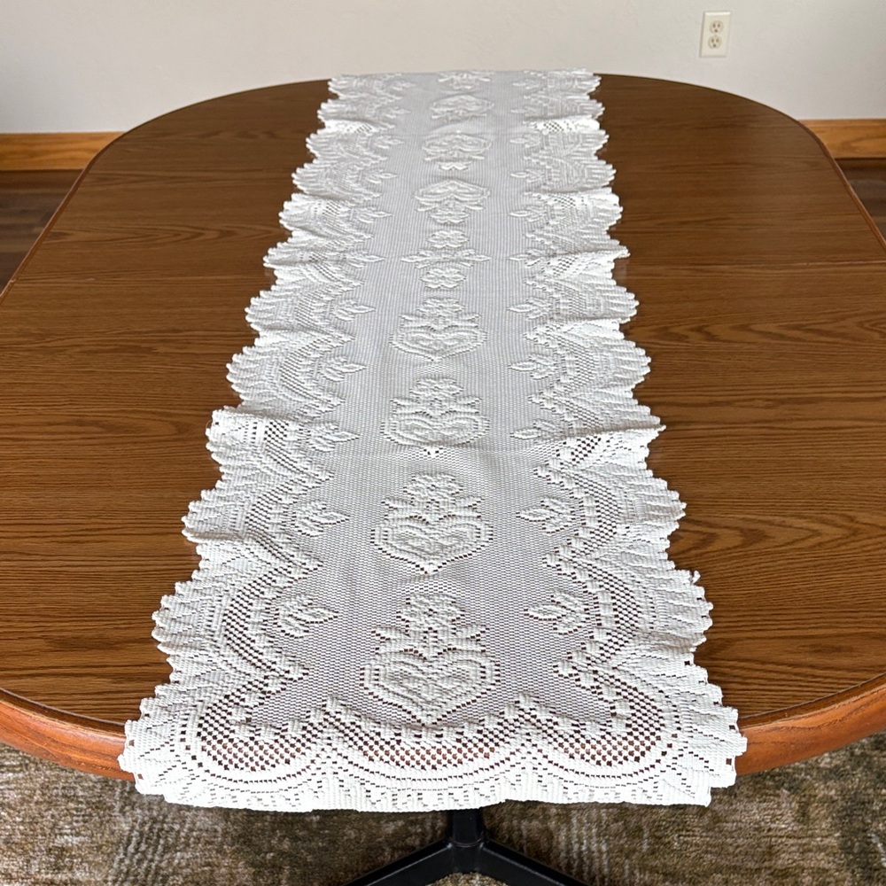 Elegant White Lace Table Runner